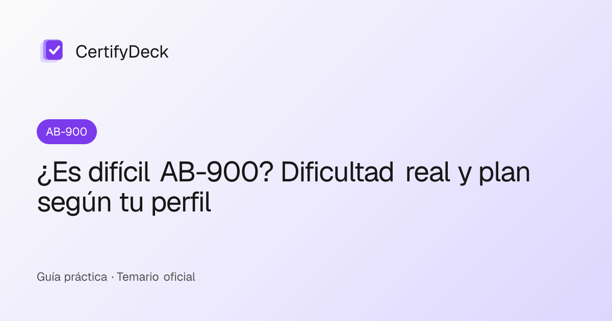 ¿Es difícil AB-900? Dificultad real y plan según tu perfil