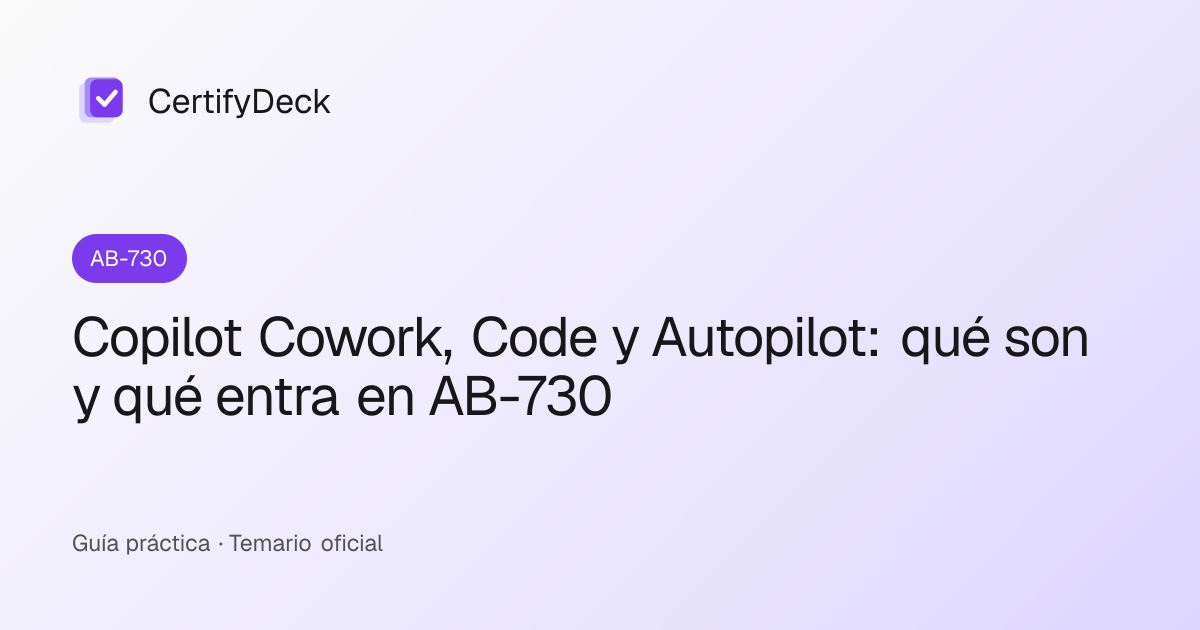 Copilot Cowork, Code y Autopilot: qué son y qué entra en AB-730