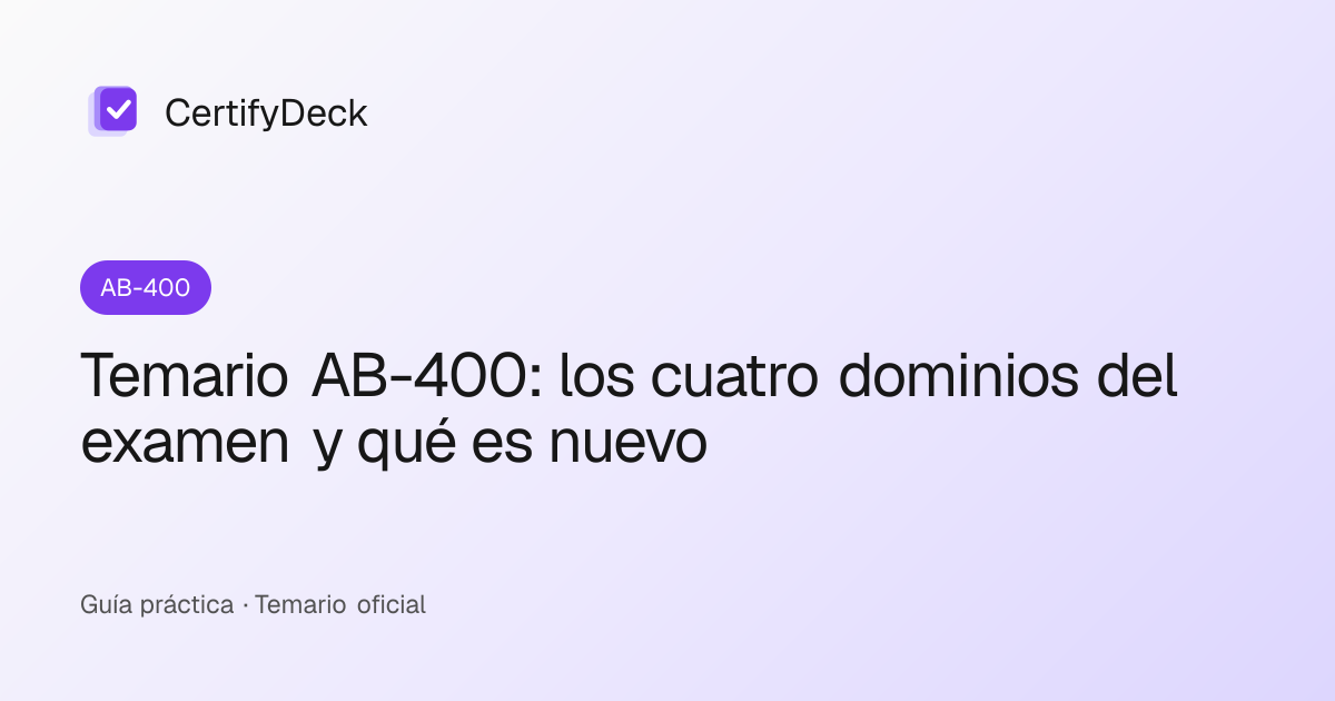 Temario AB-400: los cuatro dominios del examen y qué es nuevo