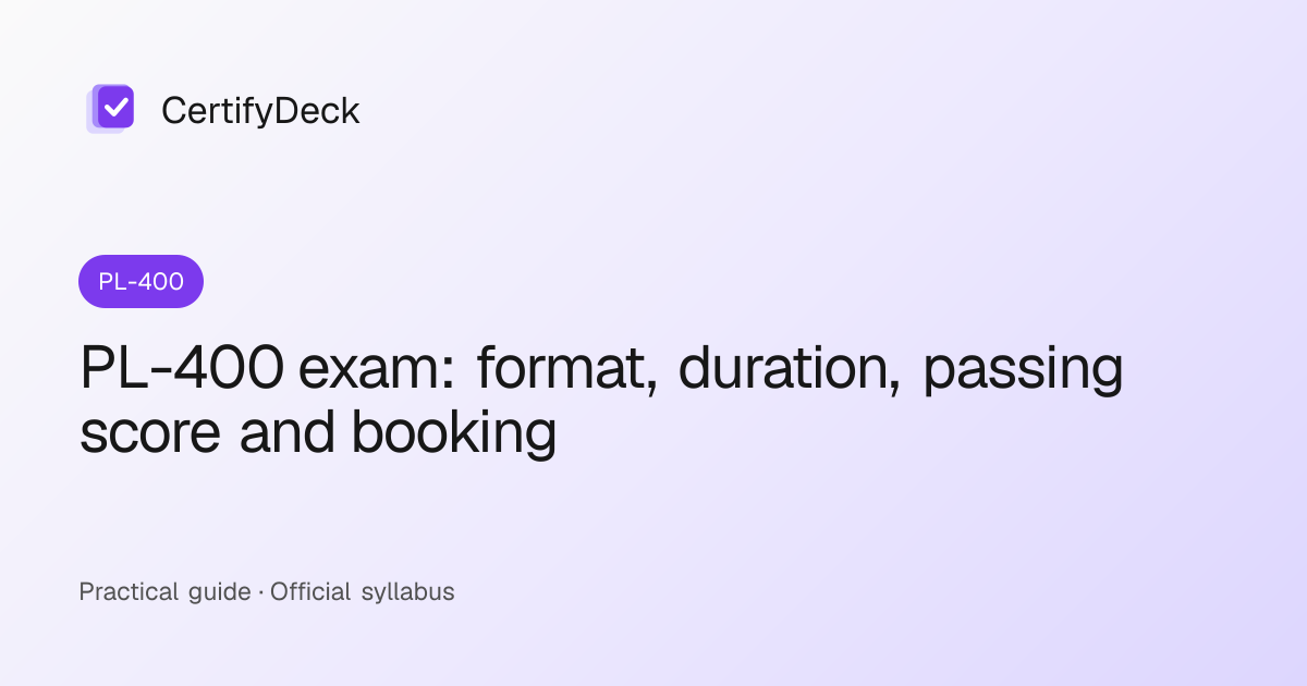 PL-400 exam: format, duration, passing score and booking